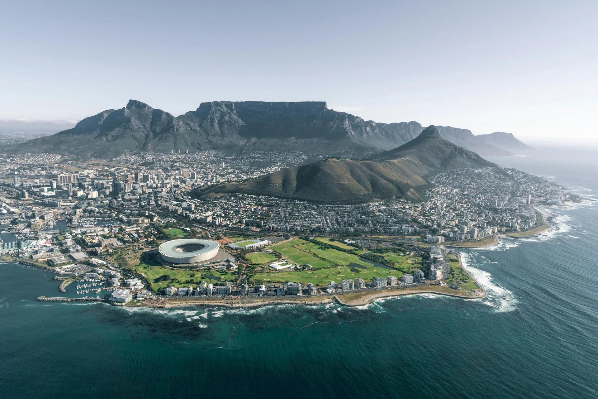 Aerial view of Cape Town — the South African context in which Docto24 operates its Section 21 medical cannabis pathway.